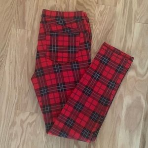Sanctuary red/black plaid leggings. Size M